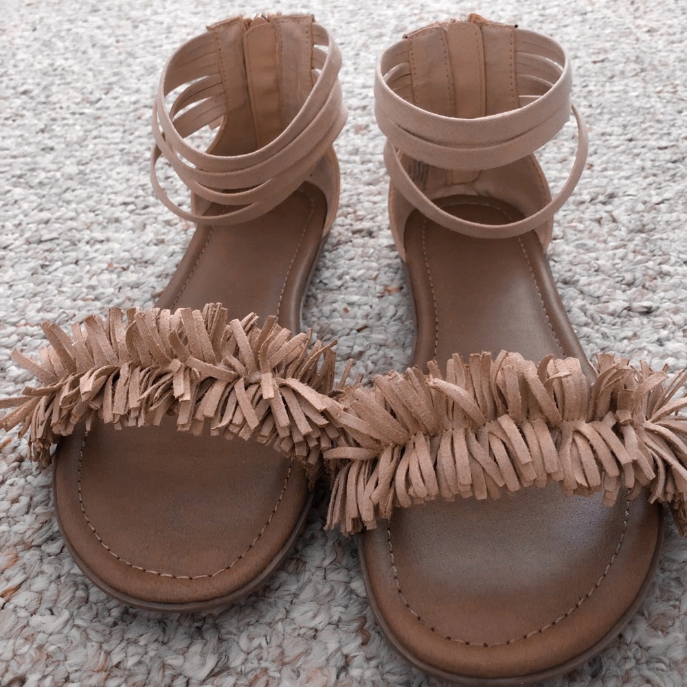 Pink fringed sandals